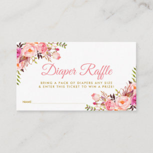 Roze Goud Baby shower Luier Raffle Ticket Kaart
