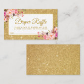 Roze Goud Baby shower Luier Raffle Ticket Kaart GG (Voorkant / Achterkant)
