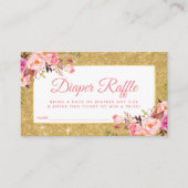 Roze Goud Baby shower Luier Raffle Ticket Kaart P (Voorkant)