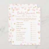 Roze & Goud Baby shower Raad de prijs Game Kaart (Voorkant / Achterkant)