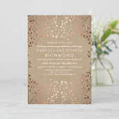 Roze Goud Baby's Breath Bloemen Bruiloft Trouwdag Kaart (Staand voorkant)