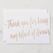 Roze Goud "Bedankt dat je mijn getuige bent" Bedankkaart (Voorkant)
