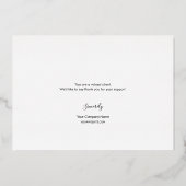 Roze Goud Bedankt script aangepast logo Folie Uitnodiging (Achterkant)