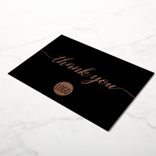Roze Goud Bedankt script aangepast logo Folie Uitnodiging (Gedraaid)