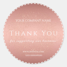 Roze Goud Bedankt Welkom Gefeliciteerd Ronde Sticker
