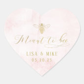 Roze goud bedoeld om honing bruiloft gunst hart sticker (Voorkant)