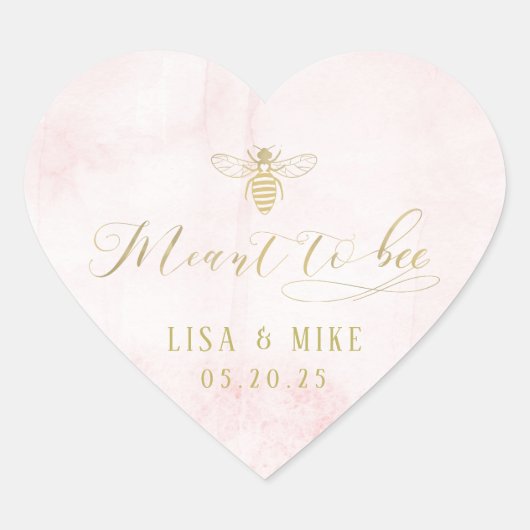 Roze goud bedoeld om honing bruiloft gunst hart sticker (Voorkant)