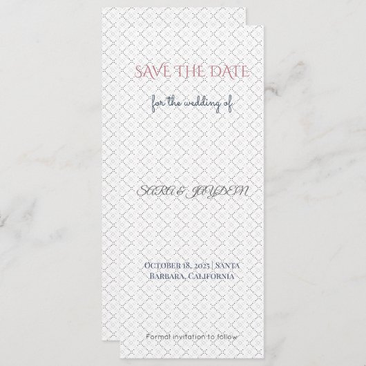 Roze & Goud Bewaar de datum | Fotosjabloon Save The Date (Voorkant / Achterkant)