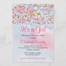 Roze Goud & Blauw Glitter Sprinkle Baby shower