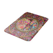 Roze Goud Blauw Perzische Bloemen Pauw Art Badmat (Gekanteld)