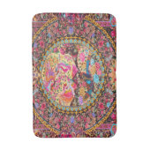 Roze Goud Blauw Perzische Bloemen Pauw Art Badmat (Voorkant Verticaal)