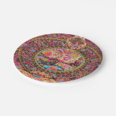 Roze Goud Blauw Perzische Bloemen Pauw Art Papieren Bordje (Gekanteld)