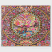 Roze Goud Blauw Perzische Bloemen Pauw Decoupage Cadeaupapier (Vlak)