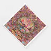 Roze Goud Blauw Perzische Bloemen Pauw Decoupage Servet (Hoek)