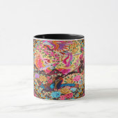 Roze Goud Blauw Perzische Bloemen Pauw Mok (Midden)