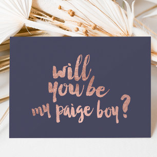 Roze goud blauw Wil je mijn paige boy zijn Kaart