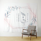 Roze Goud Blauwe Begroeiing Baby Shower Foto Achte Wandkleed (In Situ (horizontaal))