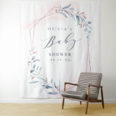 Roze Goud Blauwe Begroeiing Baby Shower Foto Achte Wandkleed (In situ)