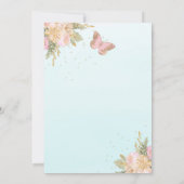 Roze Goud Blauwgroen Ballonnen Vlinders Baby showe Kaart (Achterkant)