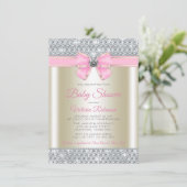 Roze Goud Bling Glam Baby Meisje Douche Kaart (Staand voorkant)