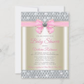 Roze Goud Bling Glam Baby Meisje Douche Kaart (Voorkant)