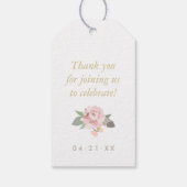 Roze Goud Bloem Boho Monogram Huwelijksgunst Cadeaulabel (Achterkant)