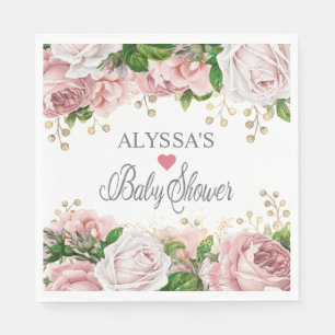Roze Goud Bloem Meisje Baby Shower Servet