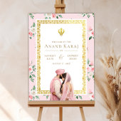 Roze Goud Bloemen Anand Karaj Bruiloft Welkomstbor Poster