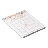 Roze Goud Bloemen Baby shower Bingo Spel Kaarten Notitieblok (Schuin)