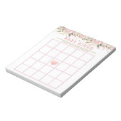 Roze Goud Bloemen Baby shower Bingo Spel Kaarten Notitieblok (Linkerzijde)