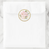 Roze Goud Bloemen Bruiloft Dank u Ronde Sticker (Tas)