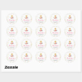Roze Goud Bloemen Doop Dank u Sticker (Vel)