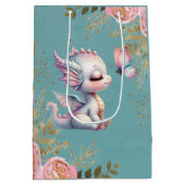 Roze Goud Bloemen Dragon Vlinder Meisje Baby showe Medium Cadeauzakje (Achterkant)