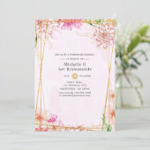 Roze & Goud Bloemen Geometrische Bruidsmeisjes Lun Kaart (Staand voorkant)