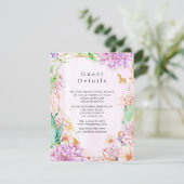 Roze & Goud Bloemen Geometrische Bruiloft Gast Det Informatiekaartje (Staand voorkant)