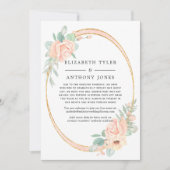 Roze & Goud Bloemen Geometrische Verminderde Bruil Aankondiging (Voorkant)