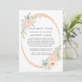 Roze & Goud Bloemen Geometrische Verminderde Bruil Aankondiging (Staand voorkant)