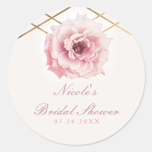 Roze & Goud Bloemen Glam Vrijgezellenfeest Party F Ronde Sticker (Voorkant)
