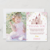 Roze Goud Bloemen Kroon Prinses Verjaardag Dank u Bedankkaart (Voorkant)