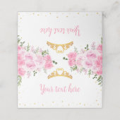 Roze Goud Bloemen Kroon Prinses Verjaardag Plaatskaartje (Buitenkant ongevouwen)