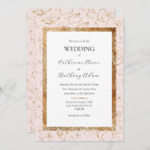 Roze Goud Bloemen Moderne Bruiloft Kaart (Voorkant / Achterkant)