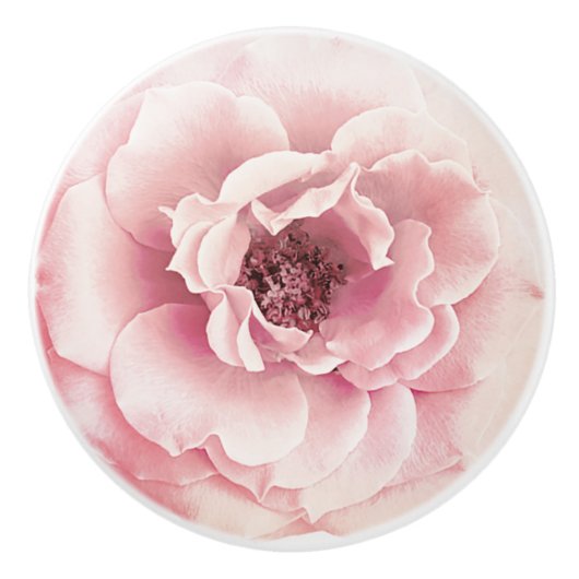 Roze & Goud Bloemen Pioen Bloem Glam Custom Bloeme Keramische Knop (Voorkant)