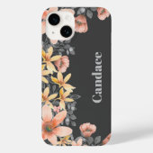 Roze & Goud Bloemen Poppies Gepersonaliseerd Case-Mate iPhone Case (Achterkant)