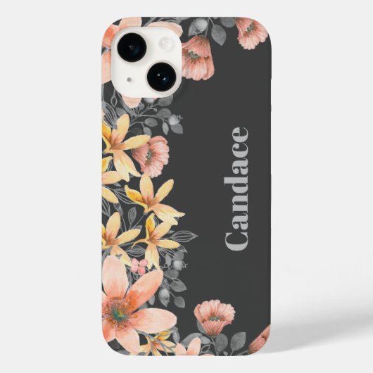 Roze & Goud Bloemen Poppies Gepersonaliseerd Case-Mate iPhone Case (Achterkant)