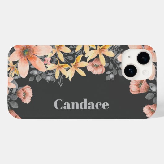 Roze & Goud Bloemen Poppies Gepersonaliseerd Case-Mate iPhone Case (Achterkant (horizontaal))