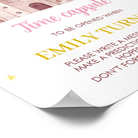 Roze Goud Bloemen Prinses Kroon Tijd Capsule Poste Poster (Hoek)