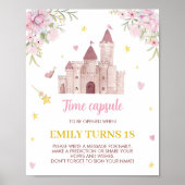 Roze Goud Bloemen Prinses Kroon Tijd Capsule Poste Poster (Voorkant)