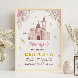 Roze Goud Bloemen Prinses Kroon Tijd Capsule Poste Poster
