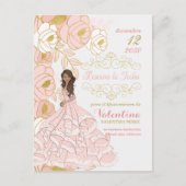 Roze Goud Bloemen Spaans Quincanera Save the Date Aankondigingskaart (Voorkant)