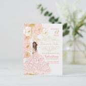Roze Goud Bloemen Spaans Quincanera Save the Date Aankondigingskaart (Staand voorkant)